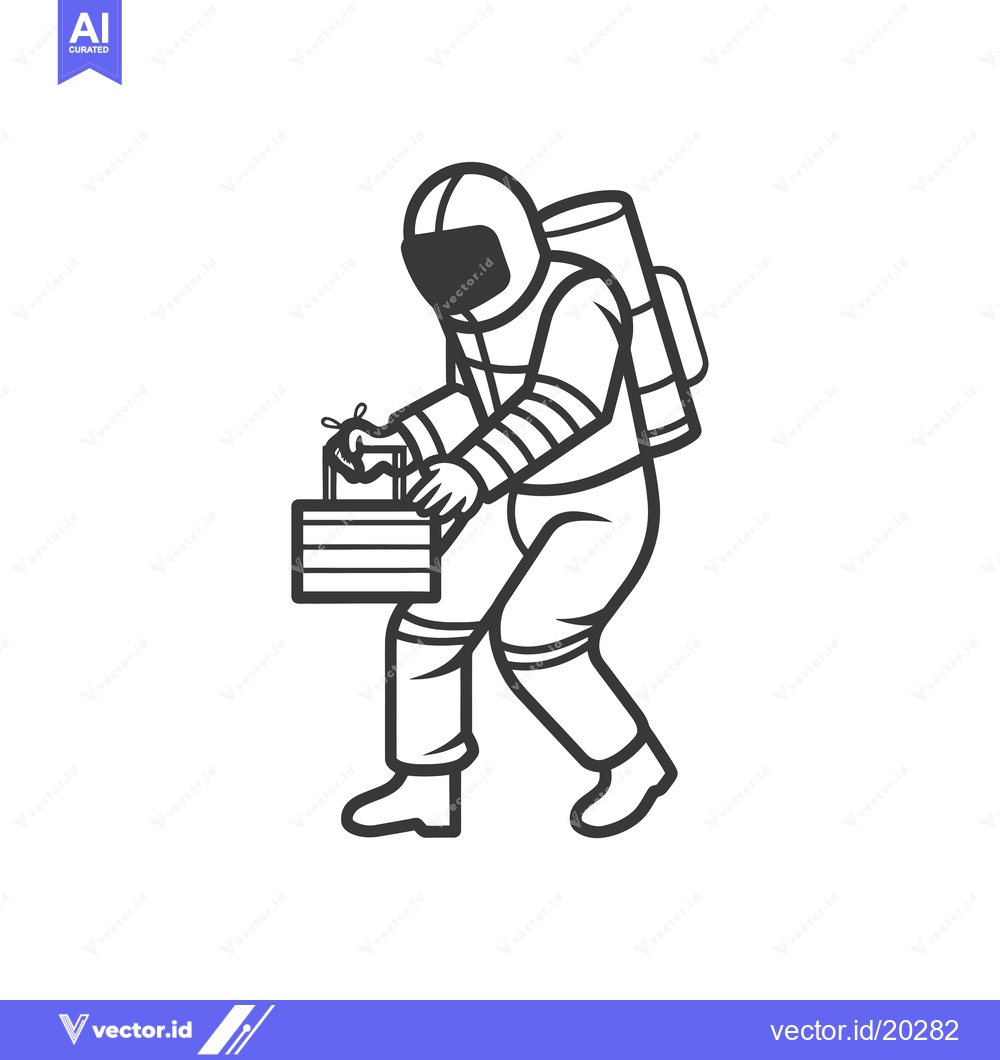 Premium Vector dari Astronaut Carrying a Box in Space