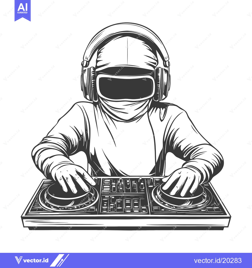 Premium Vector dari Astronaut DJ Mixing Music on Turntables
