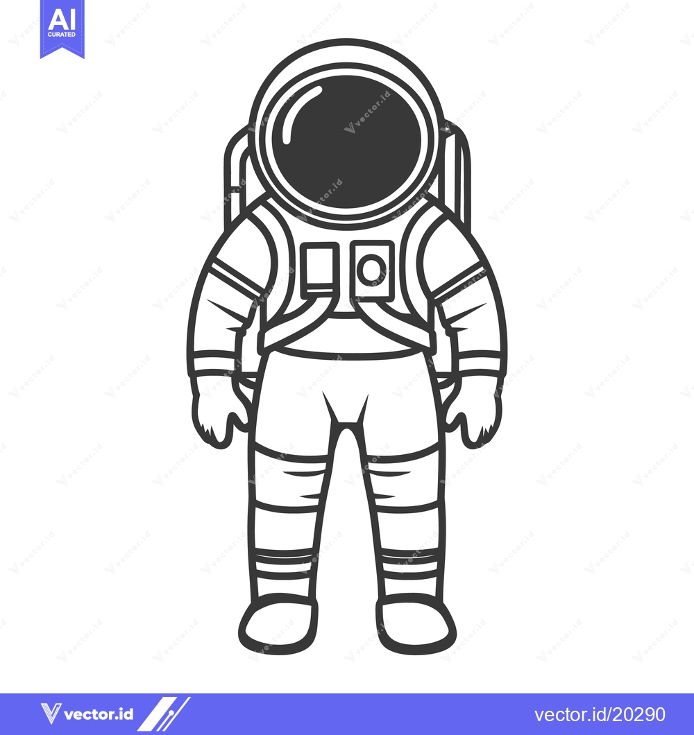 Premium Vector dari A simple outlined illustration of an astronaut in space gear
