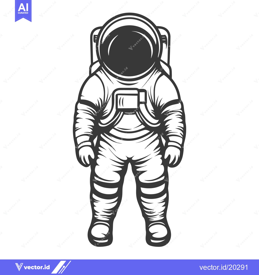 Premium Vector dari Monochrome Illustration Depicts a Standing Human Figure in Spacesuit