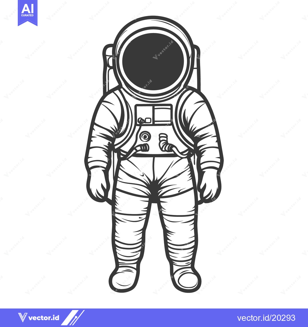 Premium Vector of An illustration depicting a standing astronaut wearing a spacesuit