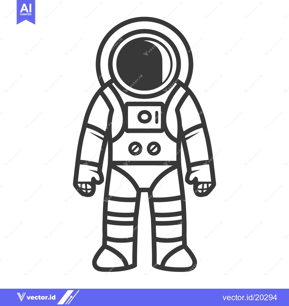 Premium Vector dari A simple line drawing of an astronaut in full protective gear