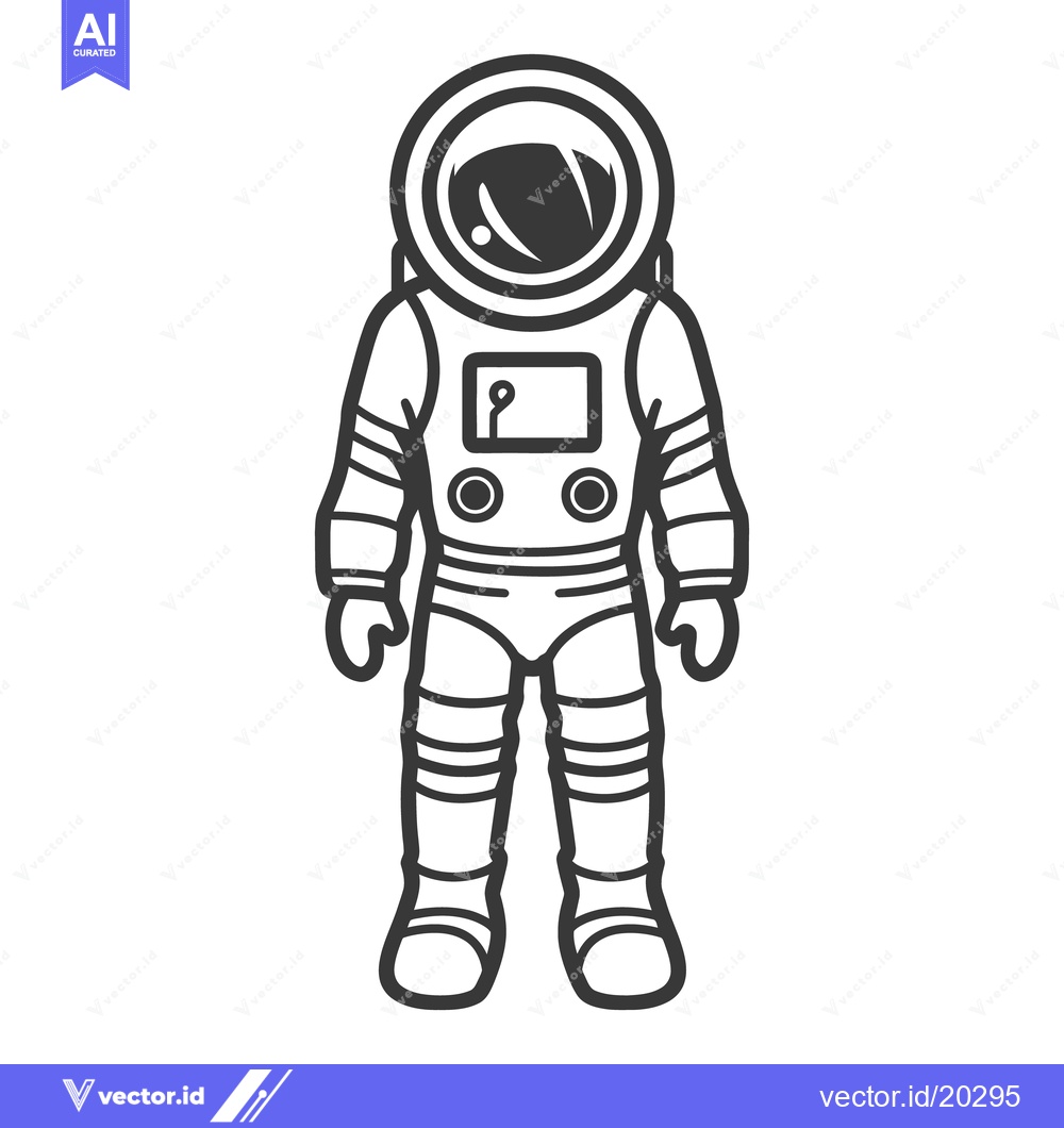 Premium Vector dari A simple illustrated drawing showing a spaceman standing upright
