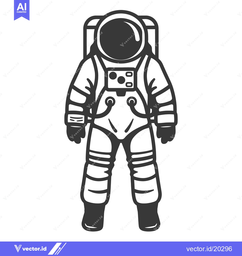 Premium Vector dari An illustrated drawing of a standing astronaut in a spacesuit