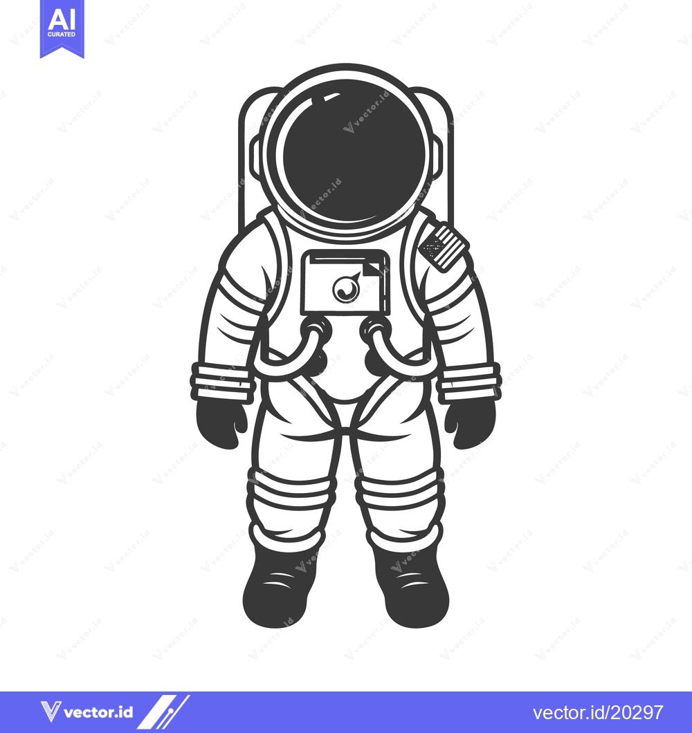 Premium Vector of A detailed black and white illustration of an astronaut in space