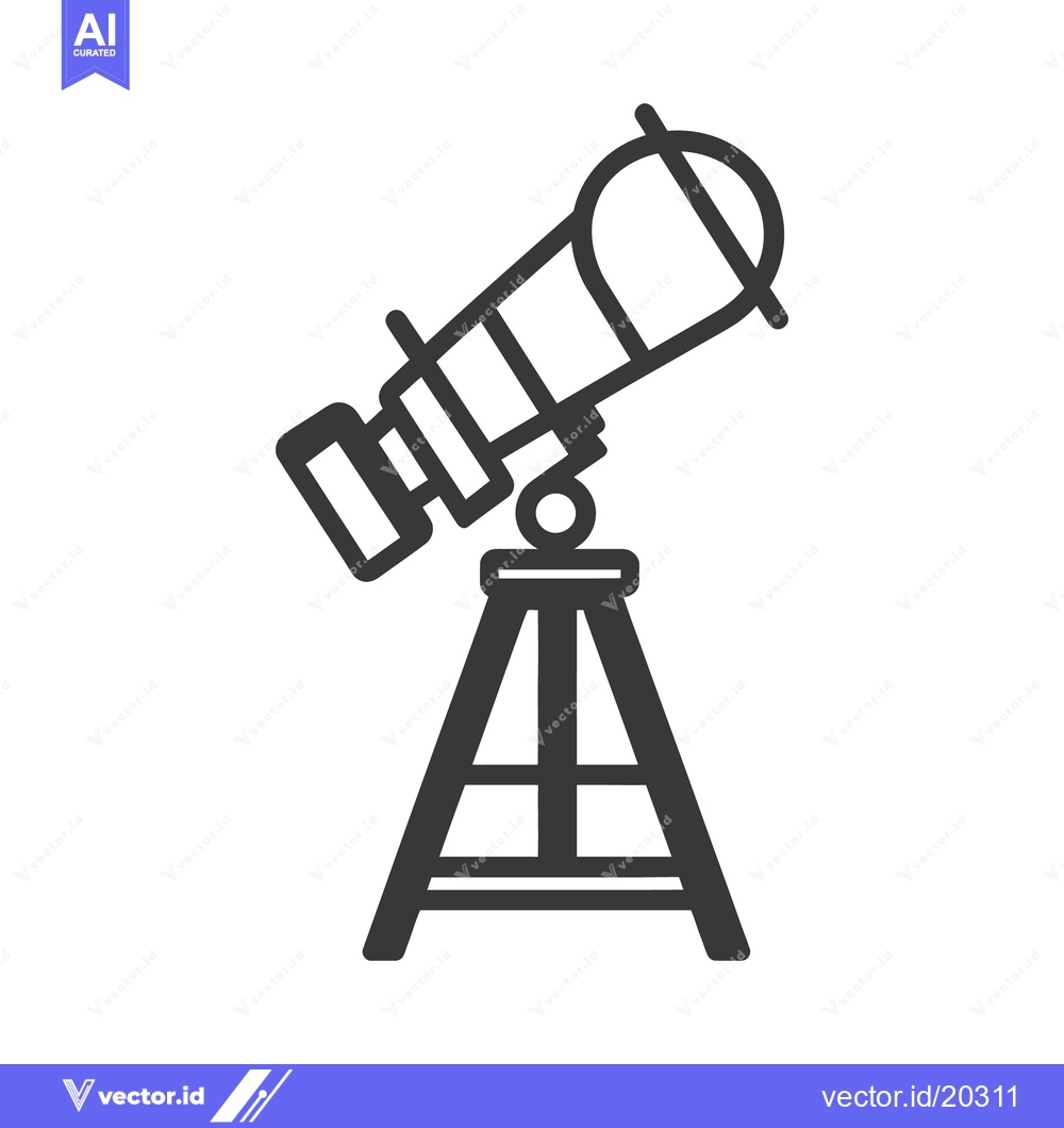 Premium Vector dari A graphic image depicts a telescope on a tripod stand