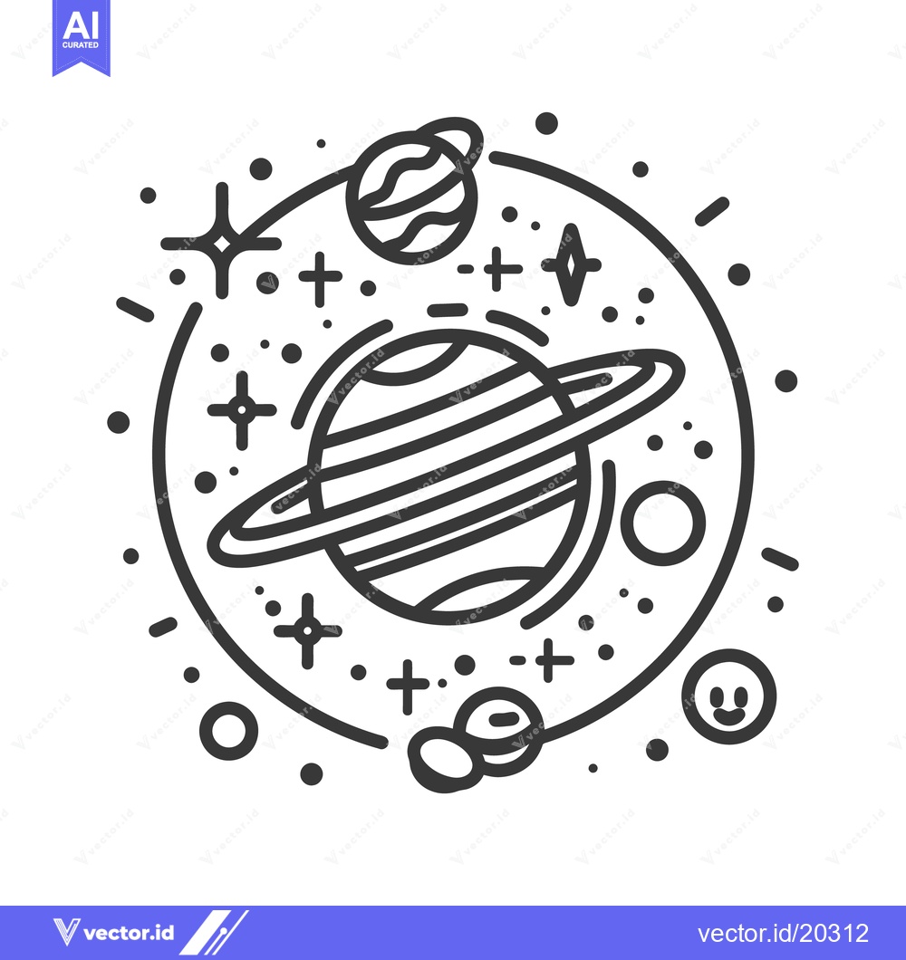 Premium Vector dari A Simple Black and White Illustration Depicting a Solar System Scene
