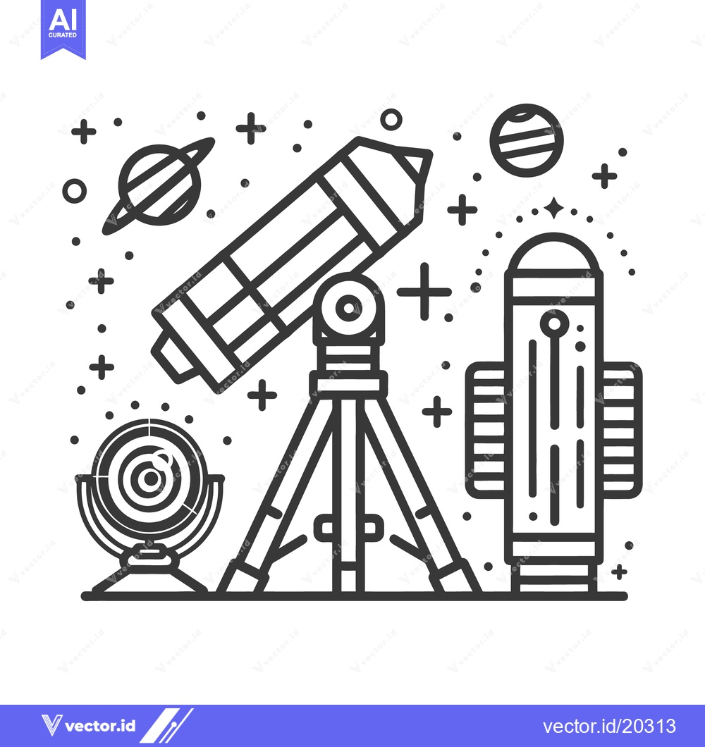 Premium Vector dari An illustration displaying astronomy related equipment and celestial o