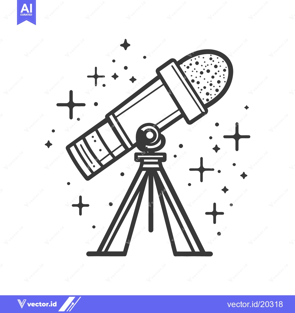Premium Vector of A detailed illustration of a telescope and celestial starry sky