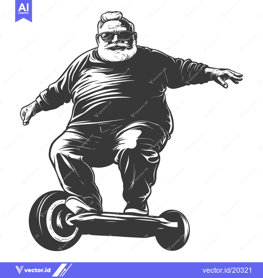 Premium Vector dari A Stylish Older Man Riding a Self-Balancing Scooter