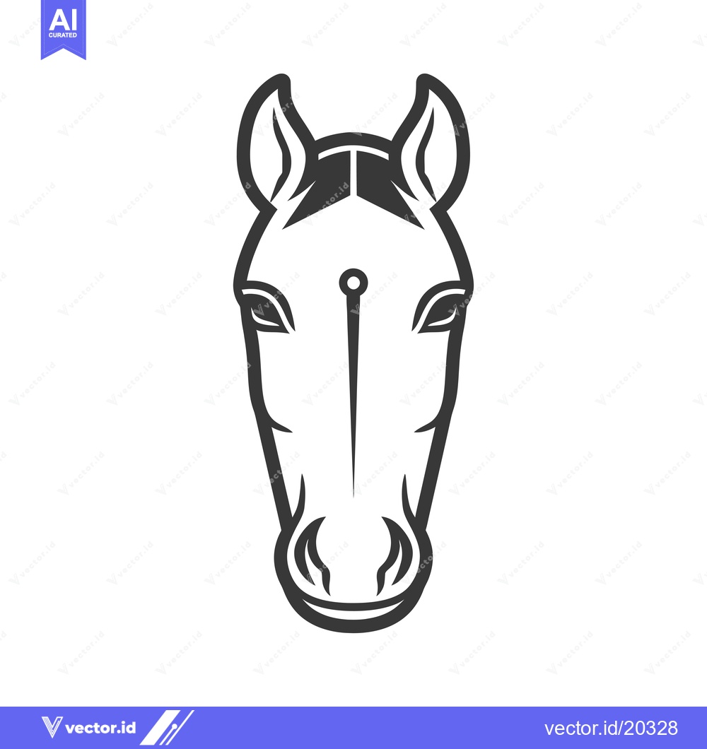 Premium Vector dari A stylized black and white drawing of a horse's head