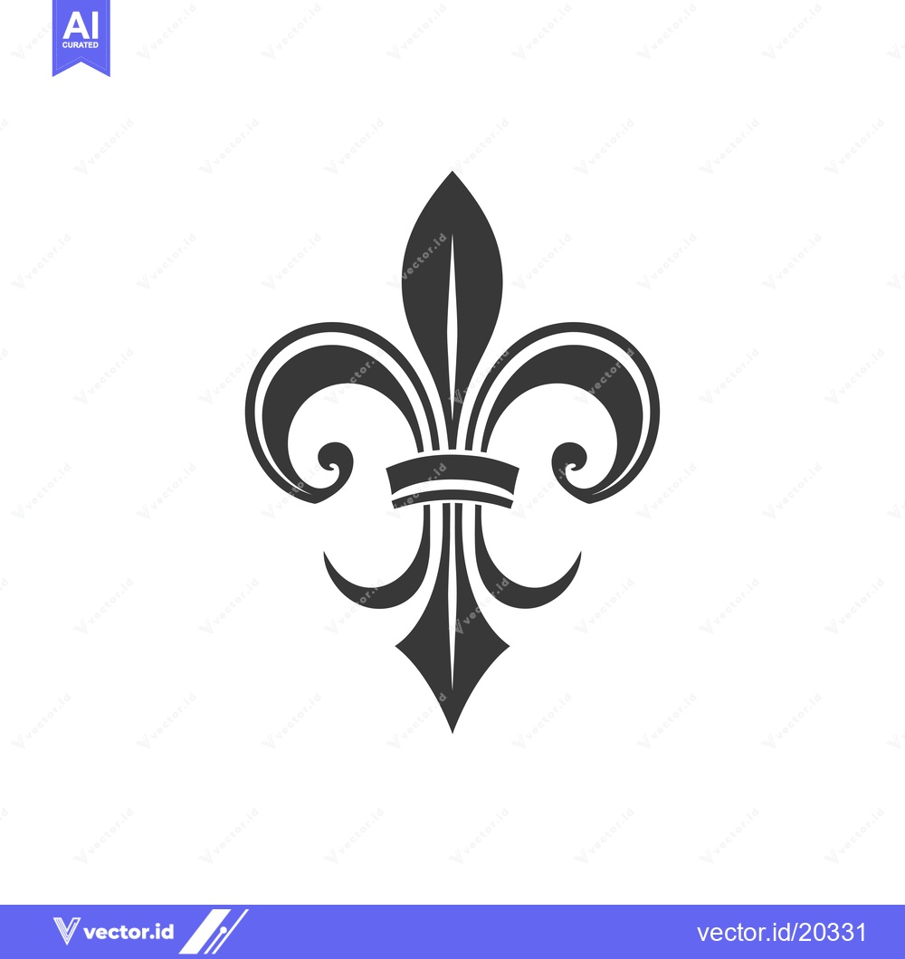 Premium Vector dari A stylized black and white fleur-de-lis design