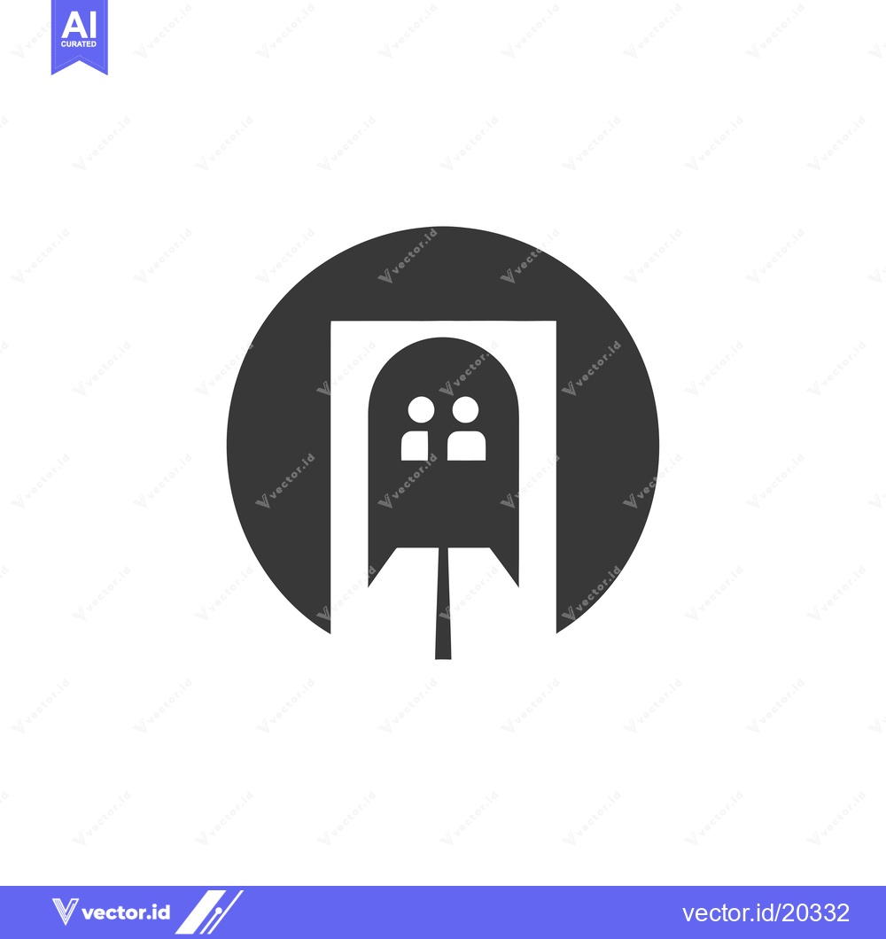 Premium Vector dari A stylized black and white icon of two people entering a doorway