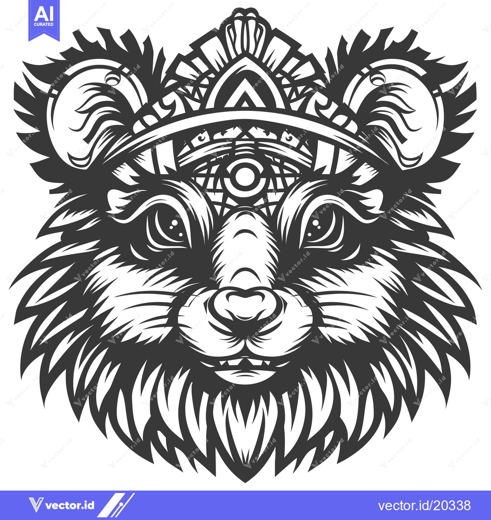 Premium Vector dari A stylized black and white illustration of an animal head with a geome