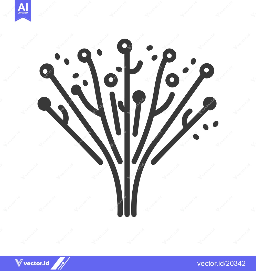 Premium Vector of A stylized black and white illustration of a plant with multiple stems