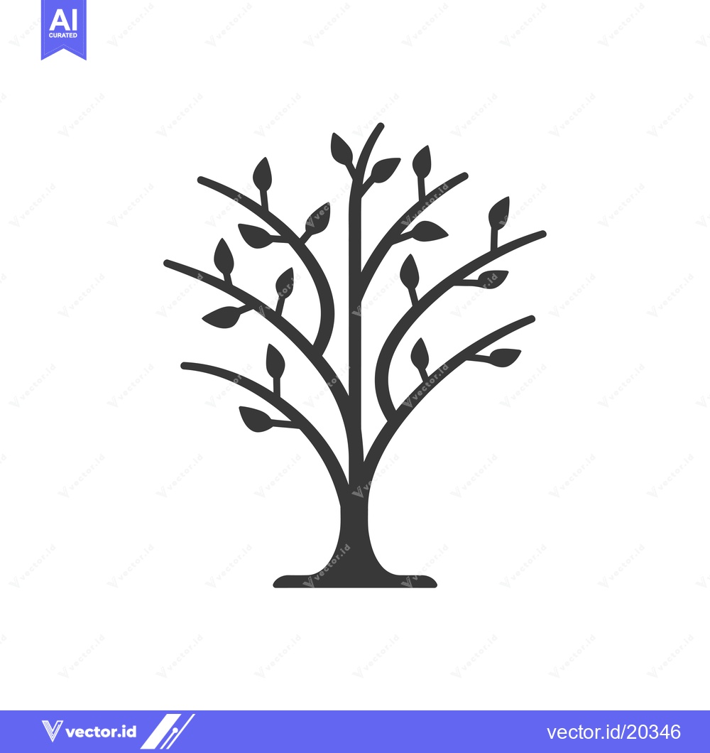 Premium Vector of A Stylized Black and White Illustration of a Tree