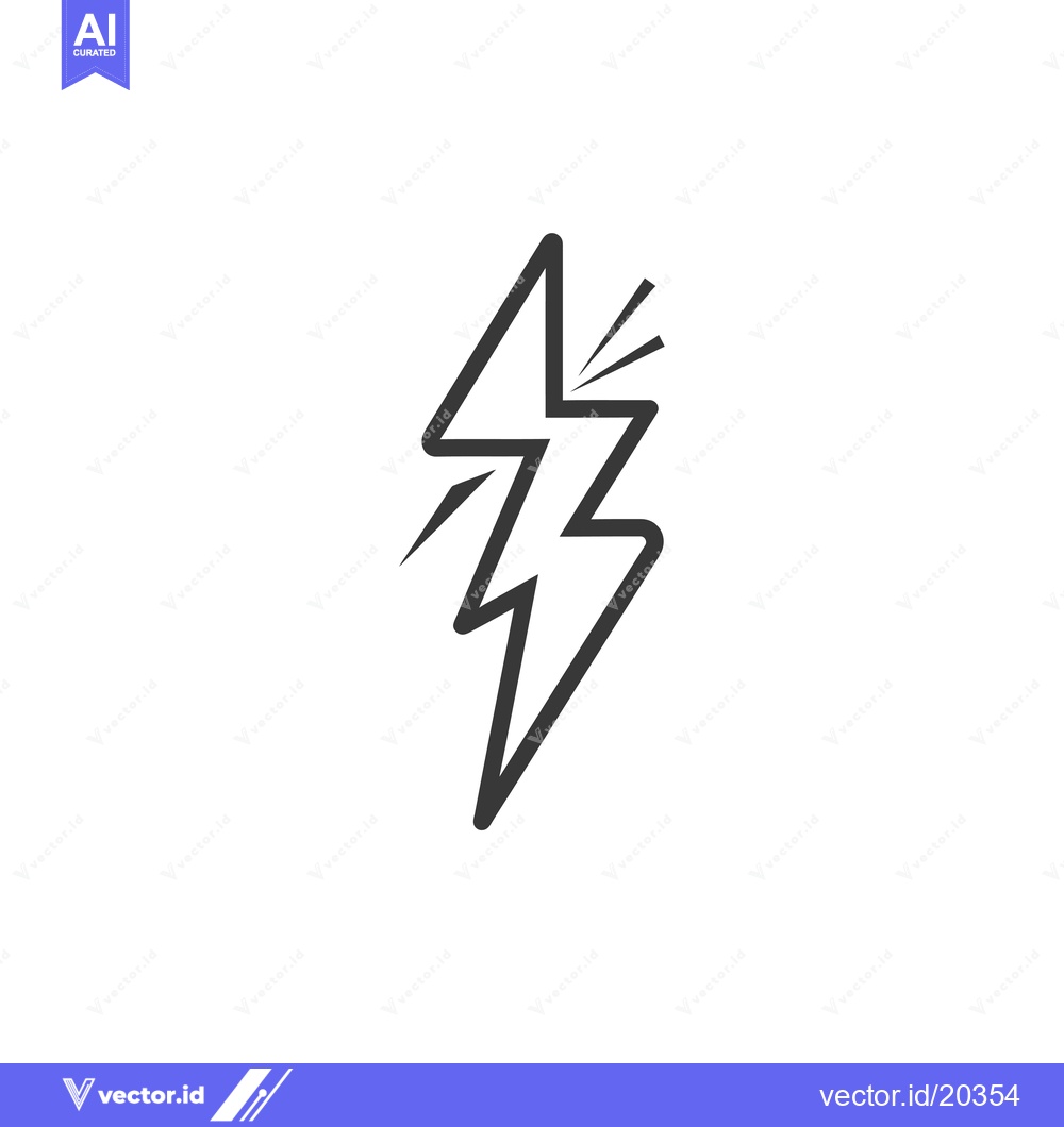 Premium Vector dari A Stylized Black and White Lightning Bolt Icon