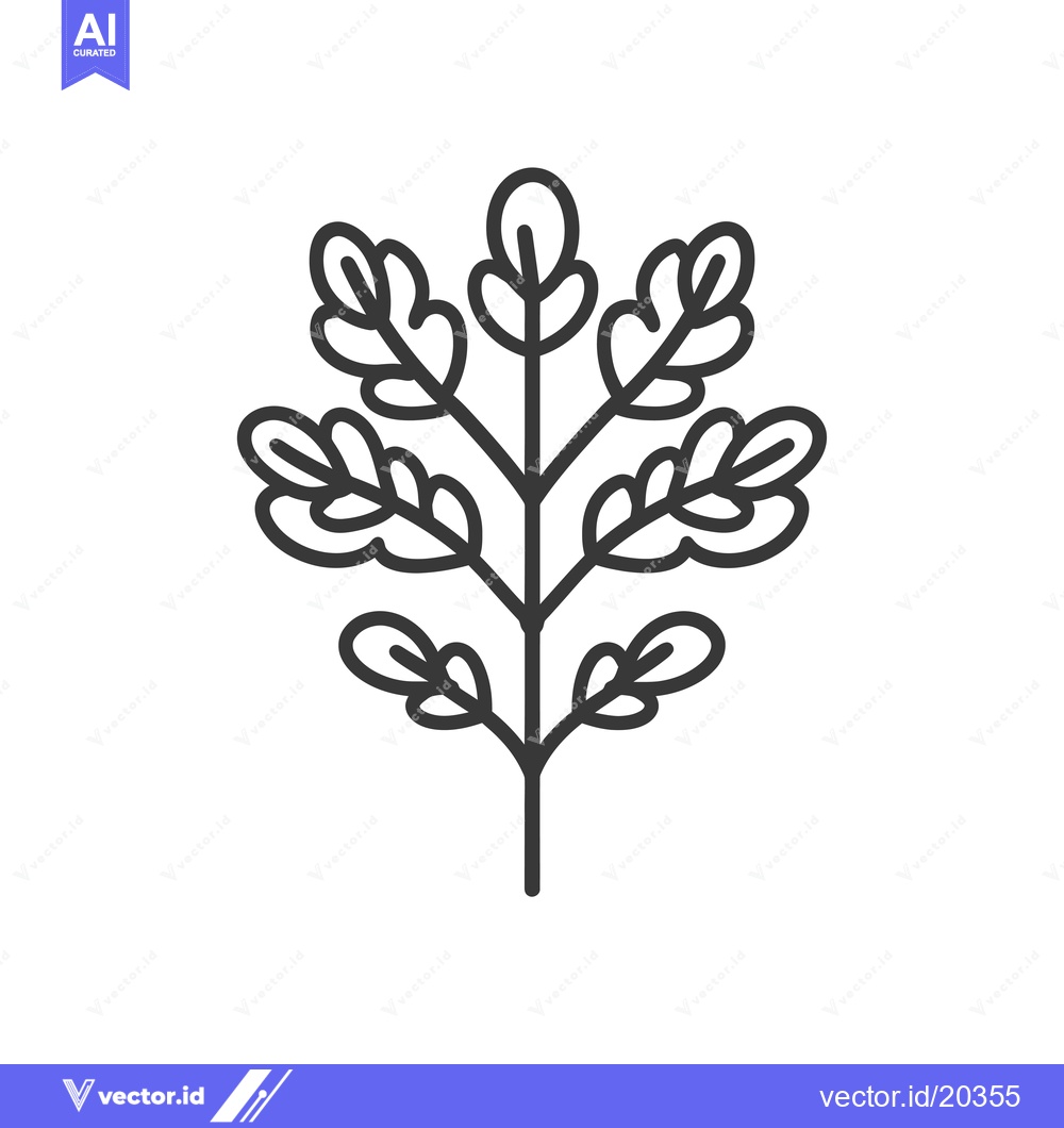Premium Vector of A stylized black and white line art illustration of a plant with leave