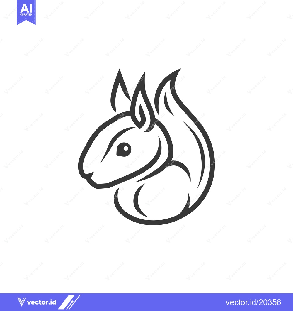 Premium Vector dari A stylized black and white line drawing of a squirrel