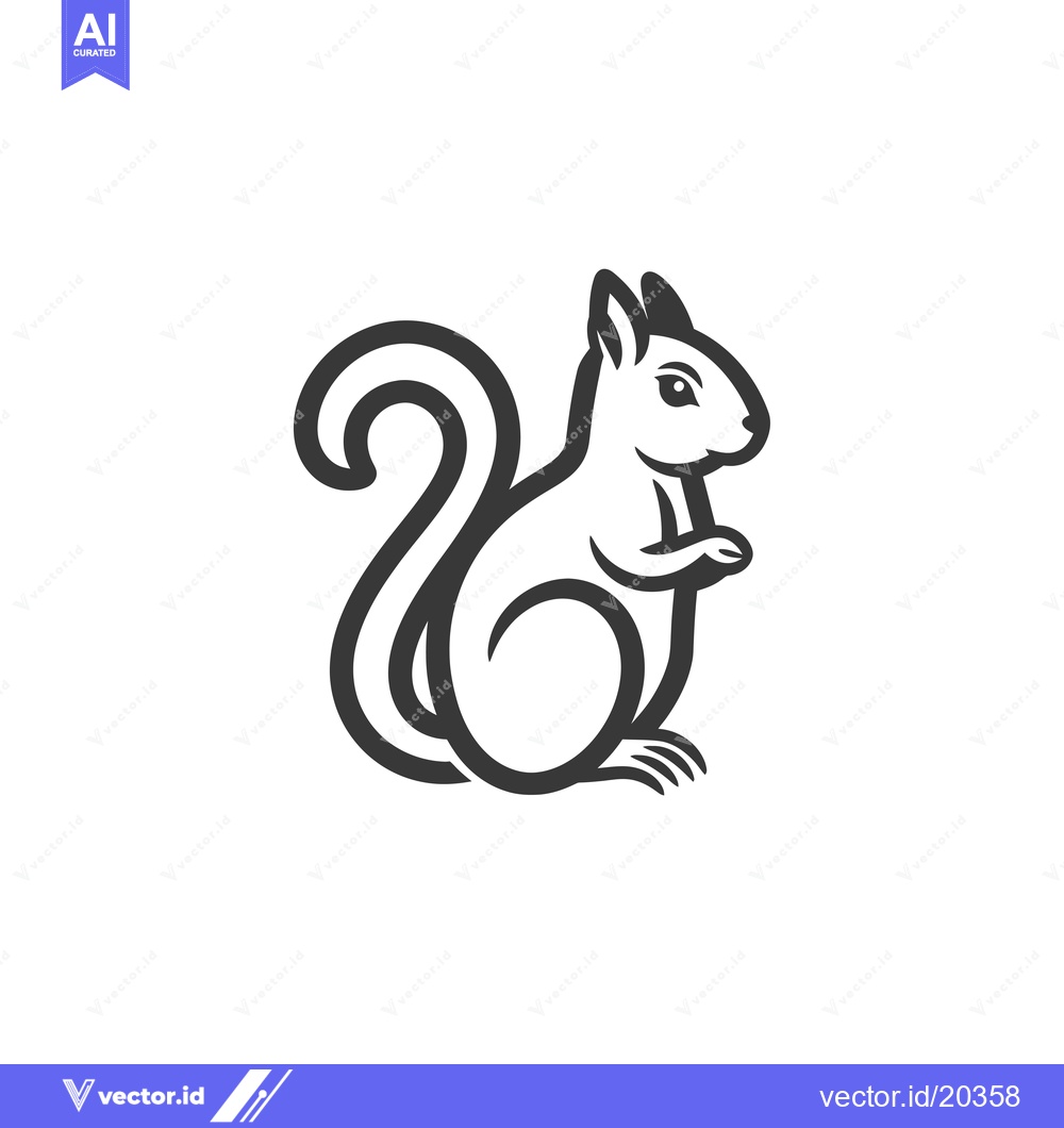 Premium Vector dari A stylized black and white outline of a squirrel