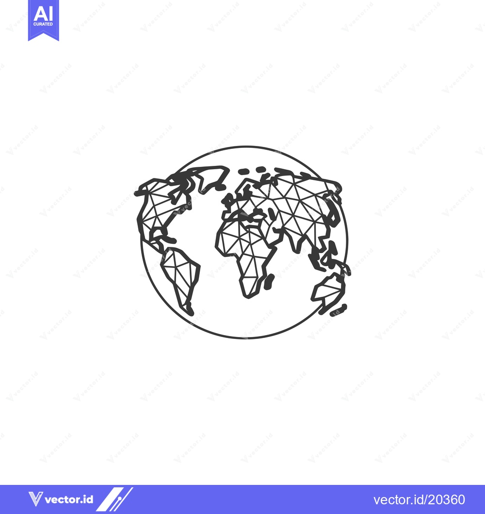 Premium Vector of A stylized black and white outline of the world