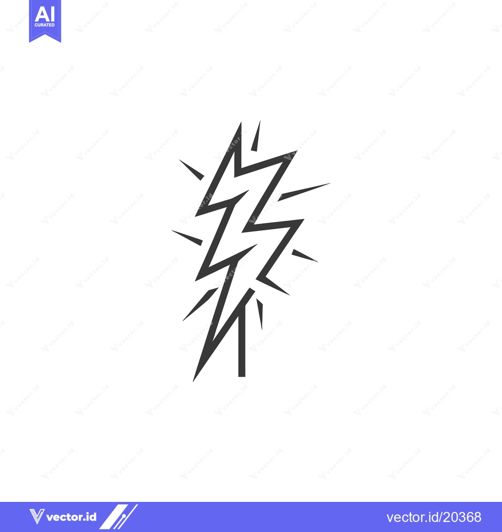 Premium Vector of A stylized black lightning bolt with a radiating effect
