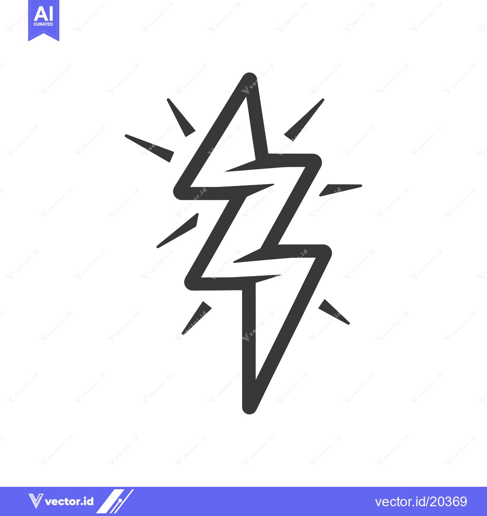 Premium Vector of A stylized black lightning bolt with radiating points