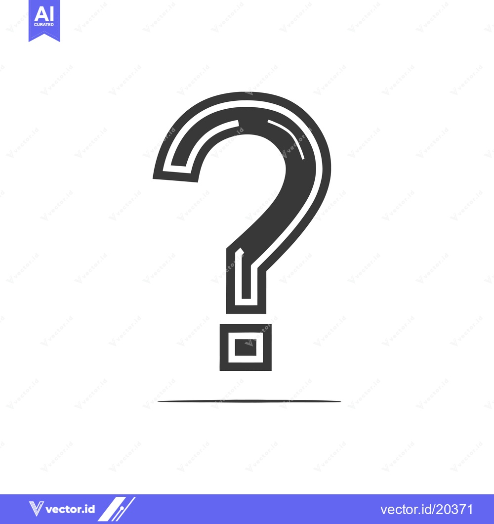 Premium Vector of A stylized black question mark with a square dot below it
