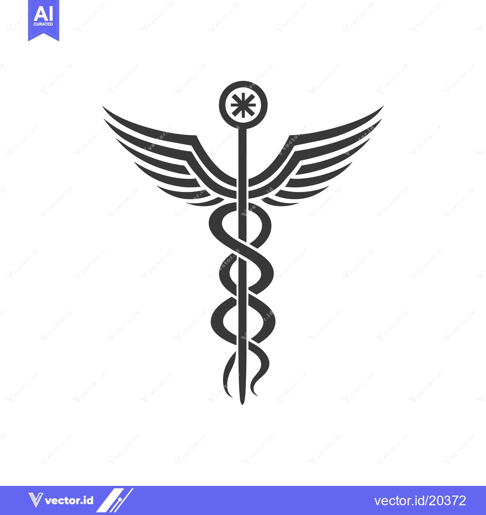 Premium Vector of A stylized caduceus with wings and a star