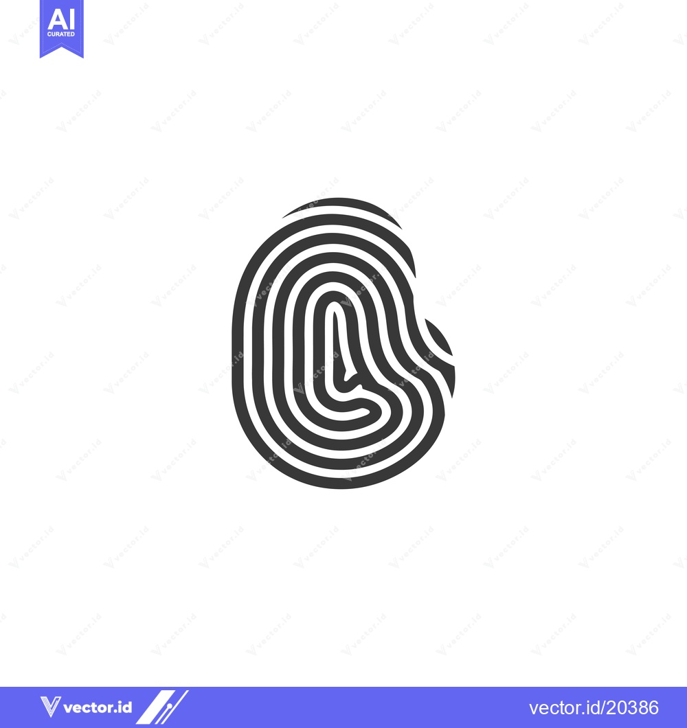 Premium Vector dari A Stylized Fingerprint Illustration with Black Lines on a White Backgr