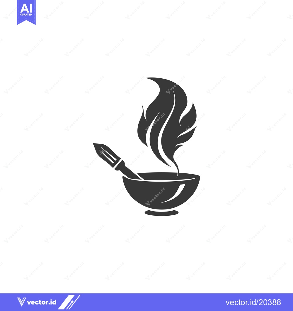 Premium Vector of A stylized flame rising from a bowl with a spoon