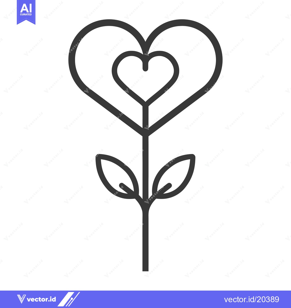 Premium Vector of A stylized flower with a heart-shaped bloom and two leaves