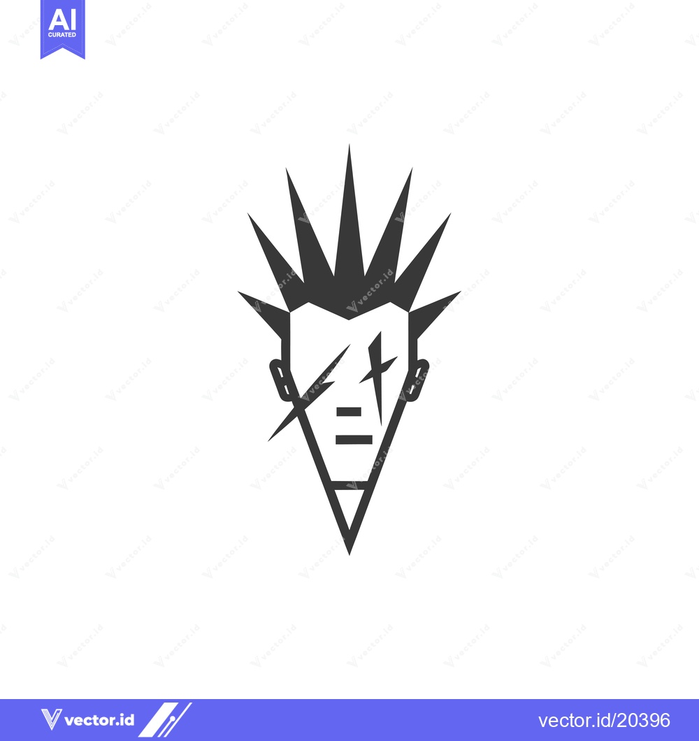 Premium Vector dari A stylized icon of a punk rock person with mohawk and facial markings
