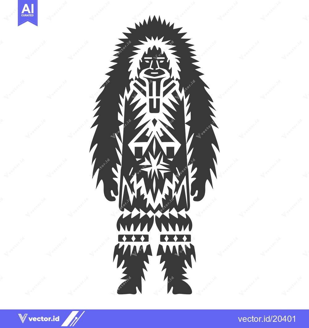 Premium Vector dari A stylized illustration of an Inuit person wearing traditional clothin