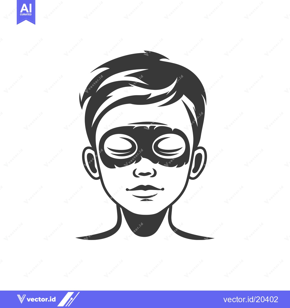 Premium Vector dari A stylized illustration of a person's face with closed eyes and a mask