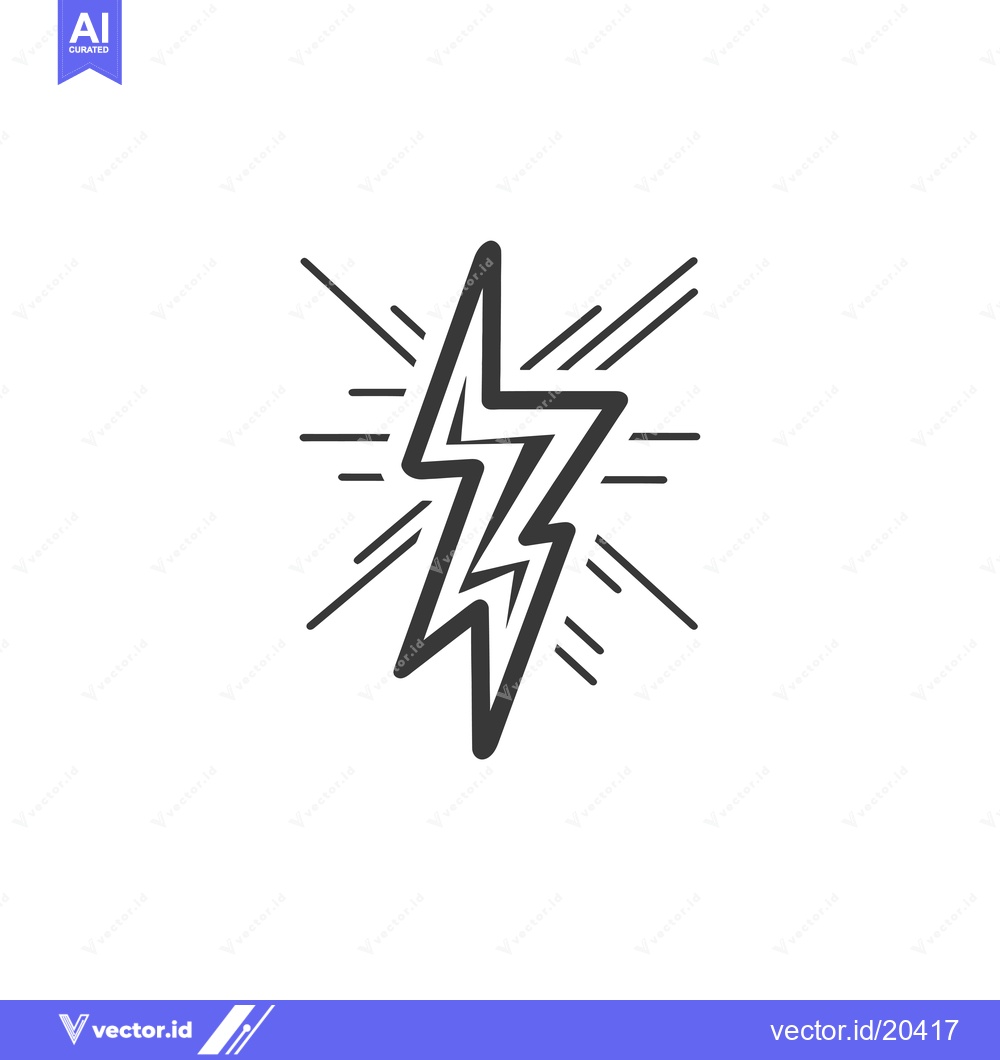 Premium Vector dari A stylized lightning bolt with radiating lines