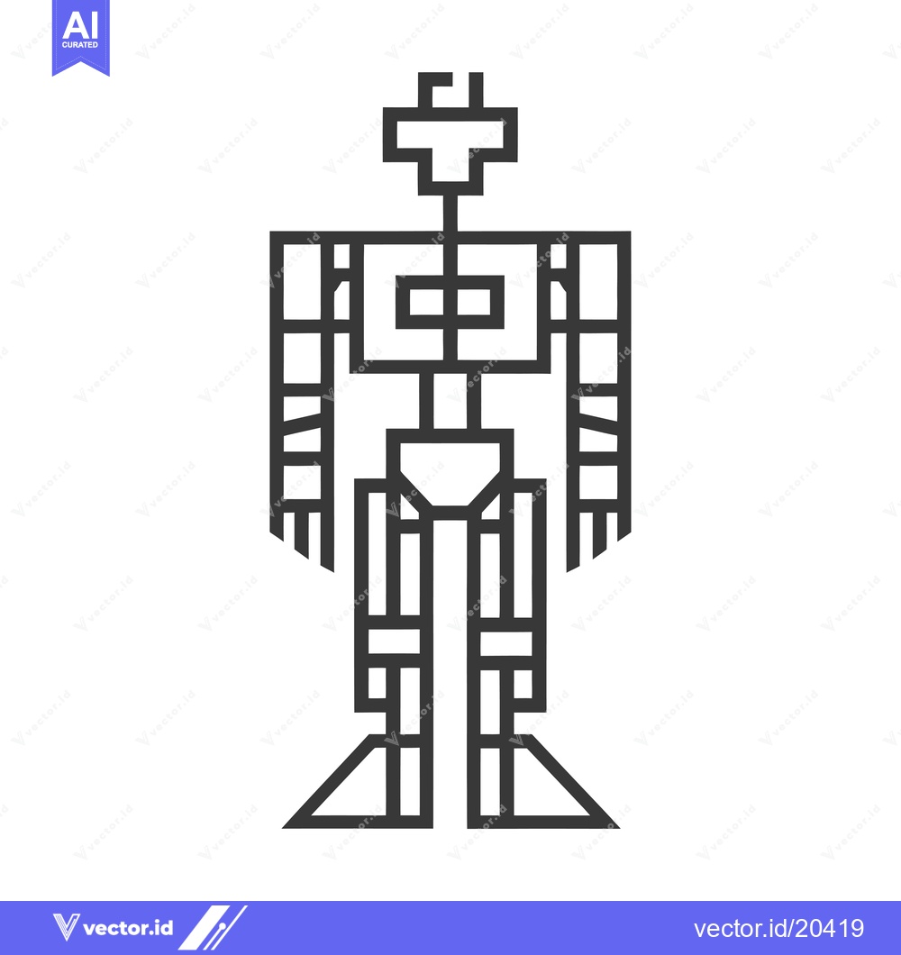 Premium Vector dari A stylized line art illustration of a robot