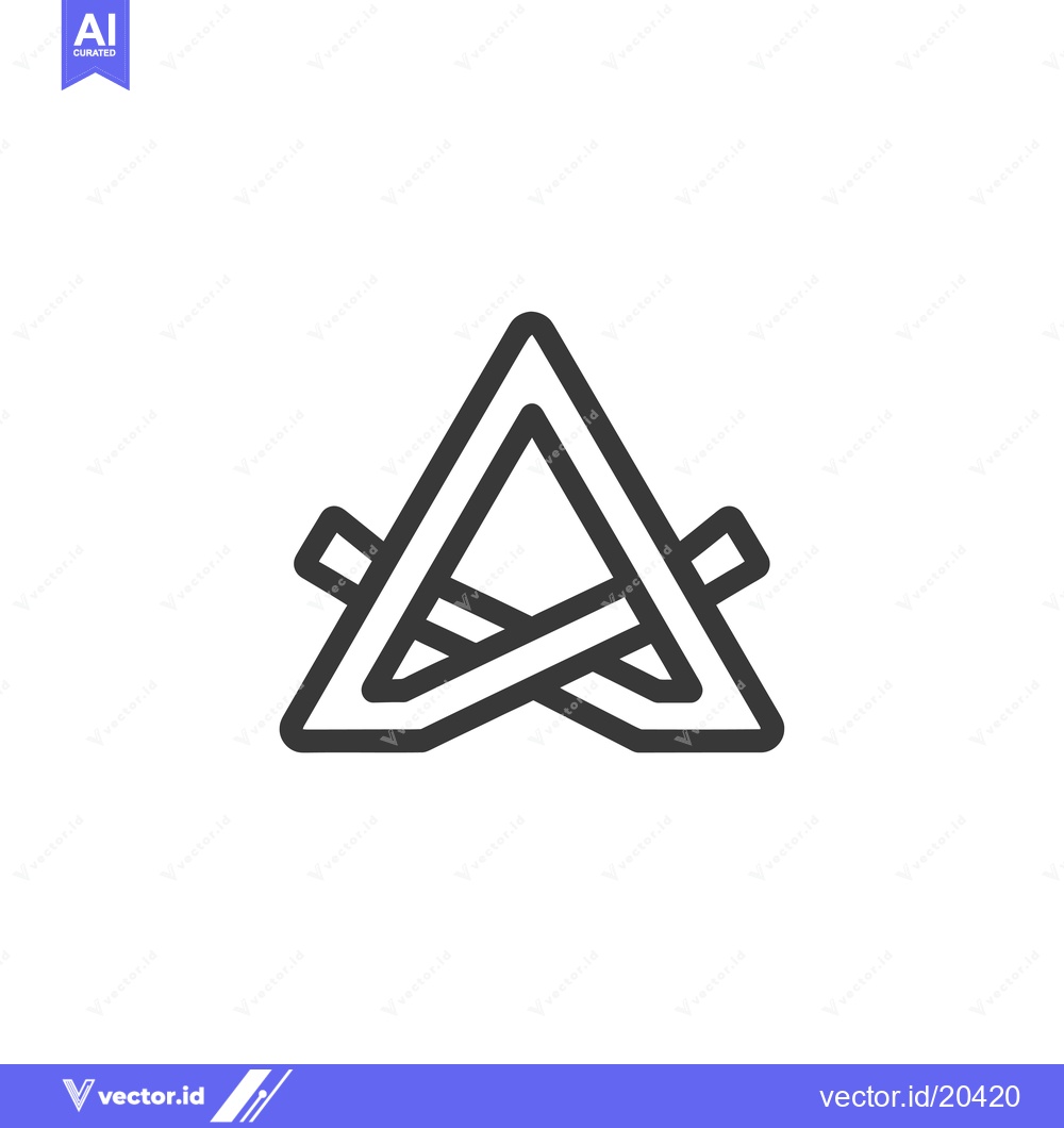 Premium Vector dari A stylized line drawing of a campfire
