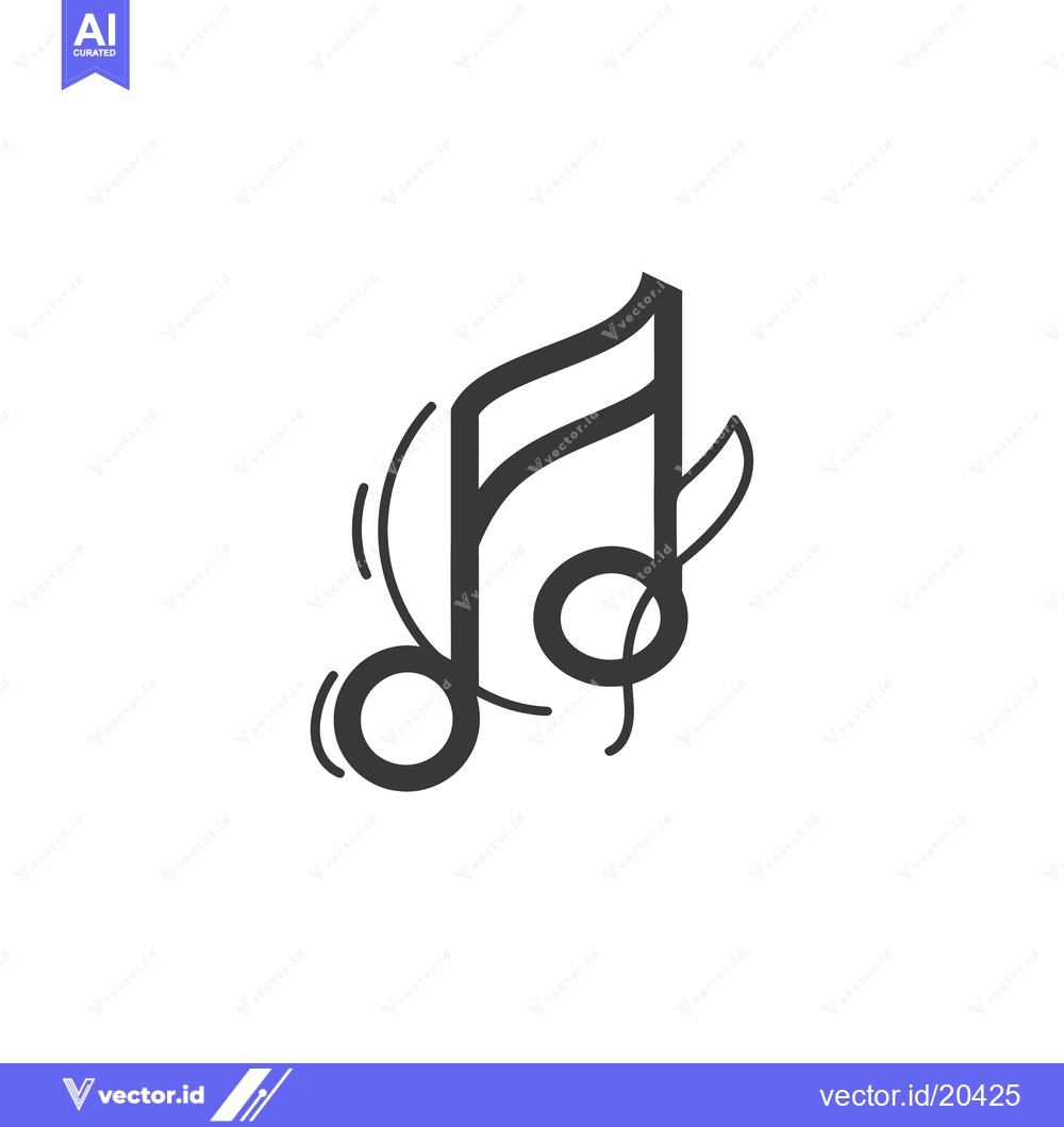 Premium Vector dari A stylized musical note with swirls