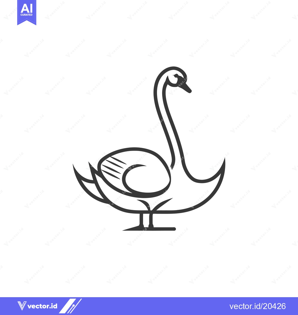 Premium Vector of A stylized outline drawing of a swan in profile