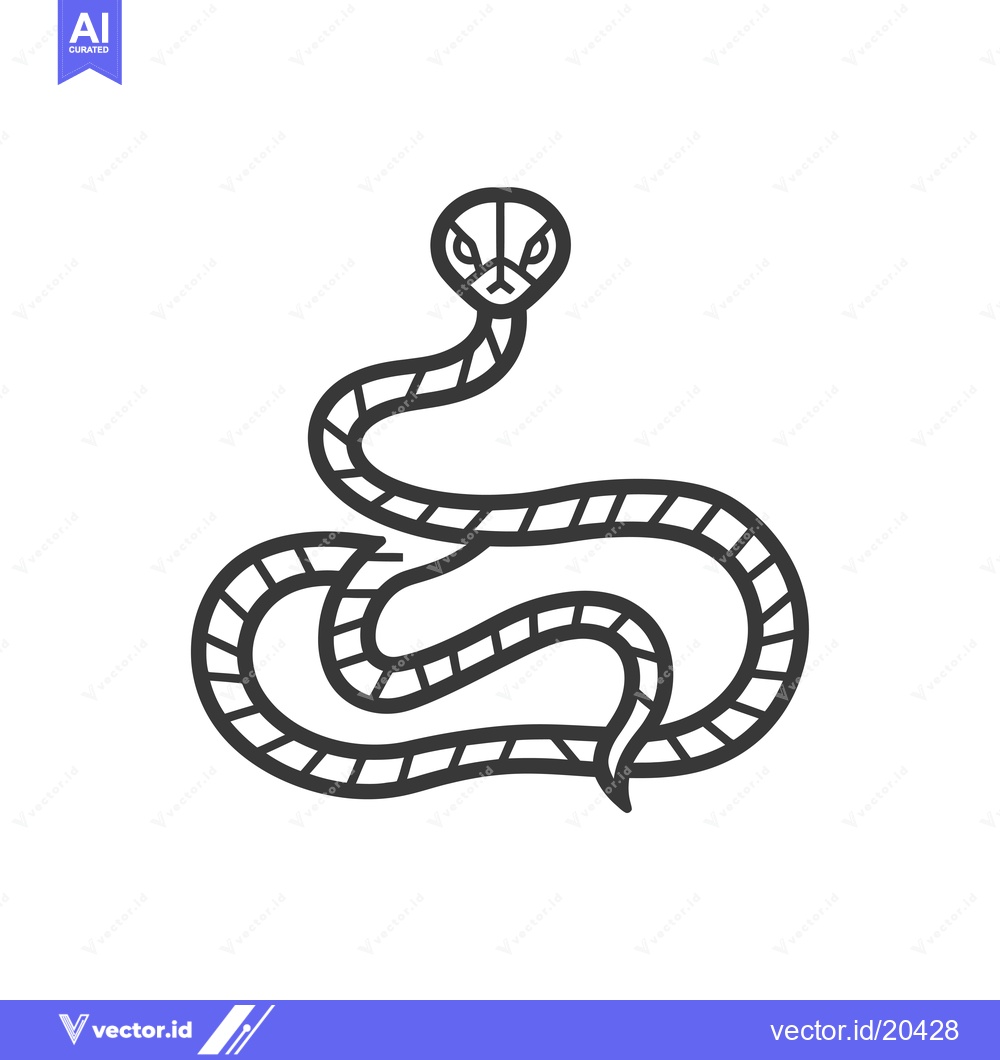 Premium Vector of A stylized outline image of a snake coiled in a circle