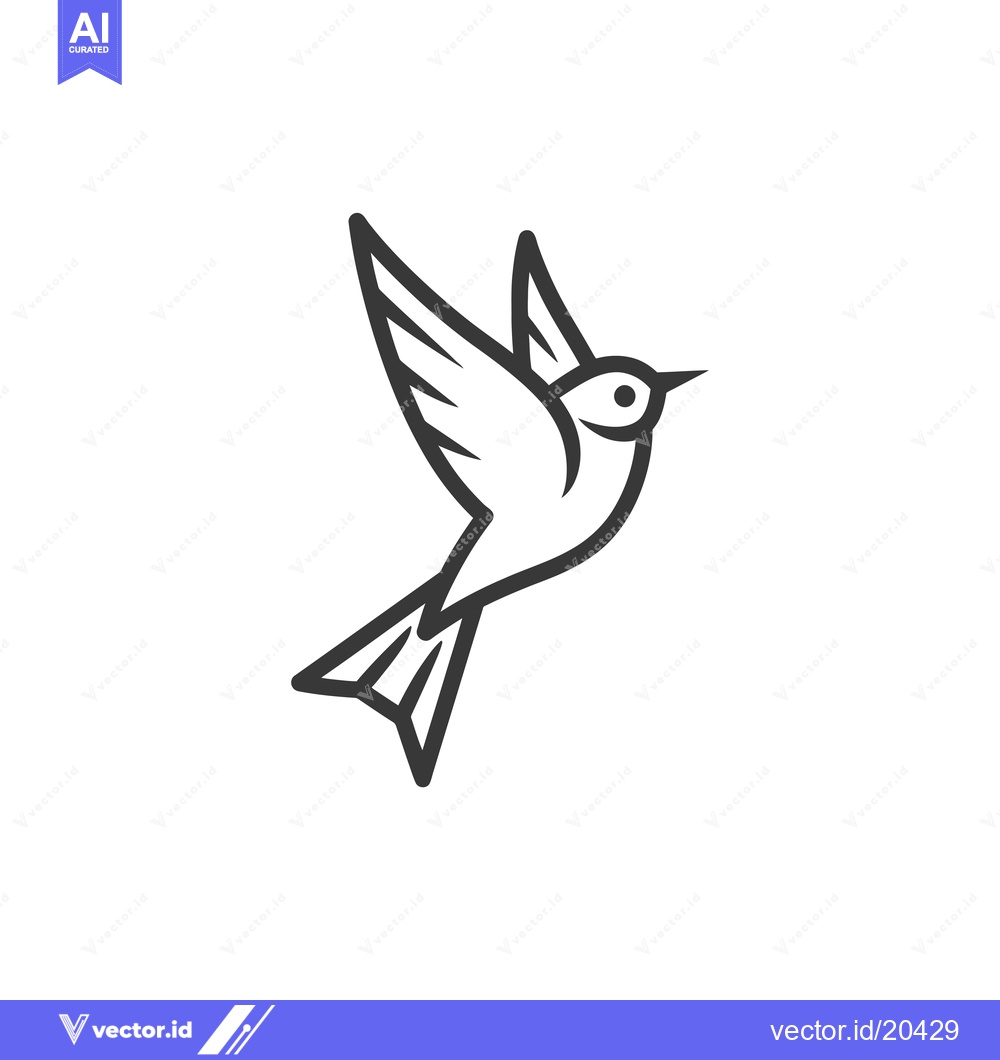 Premium Vector dari A stylized outline of a bird in flight