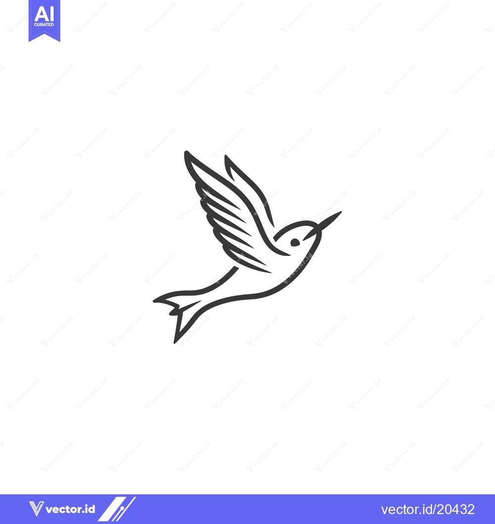 Premium Vector of A stylized outline of a hummingbird in flight