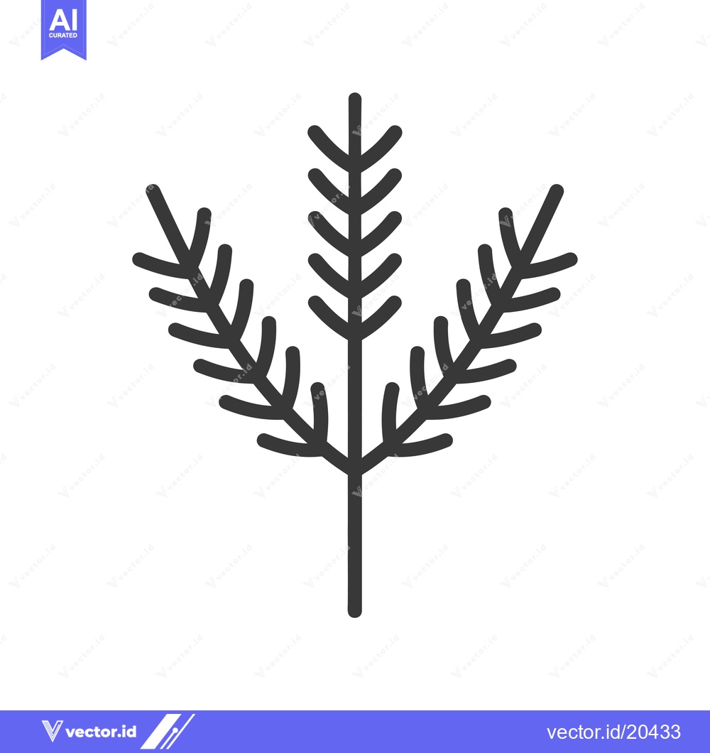 Premium Vector dari A stylized outline of a three-branched plant with rounded edges
