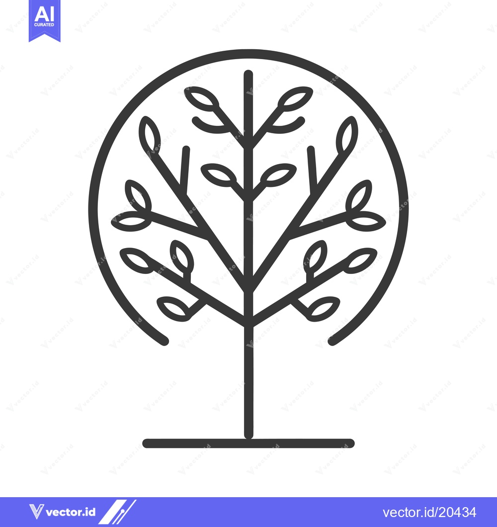 Premium Vector dari A stylized outline of a tree with branches and leaves