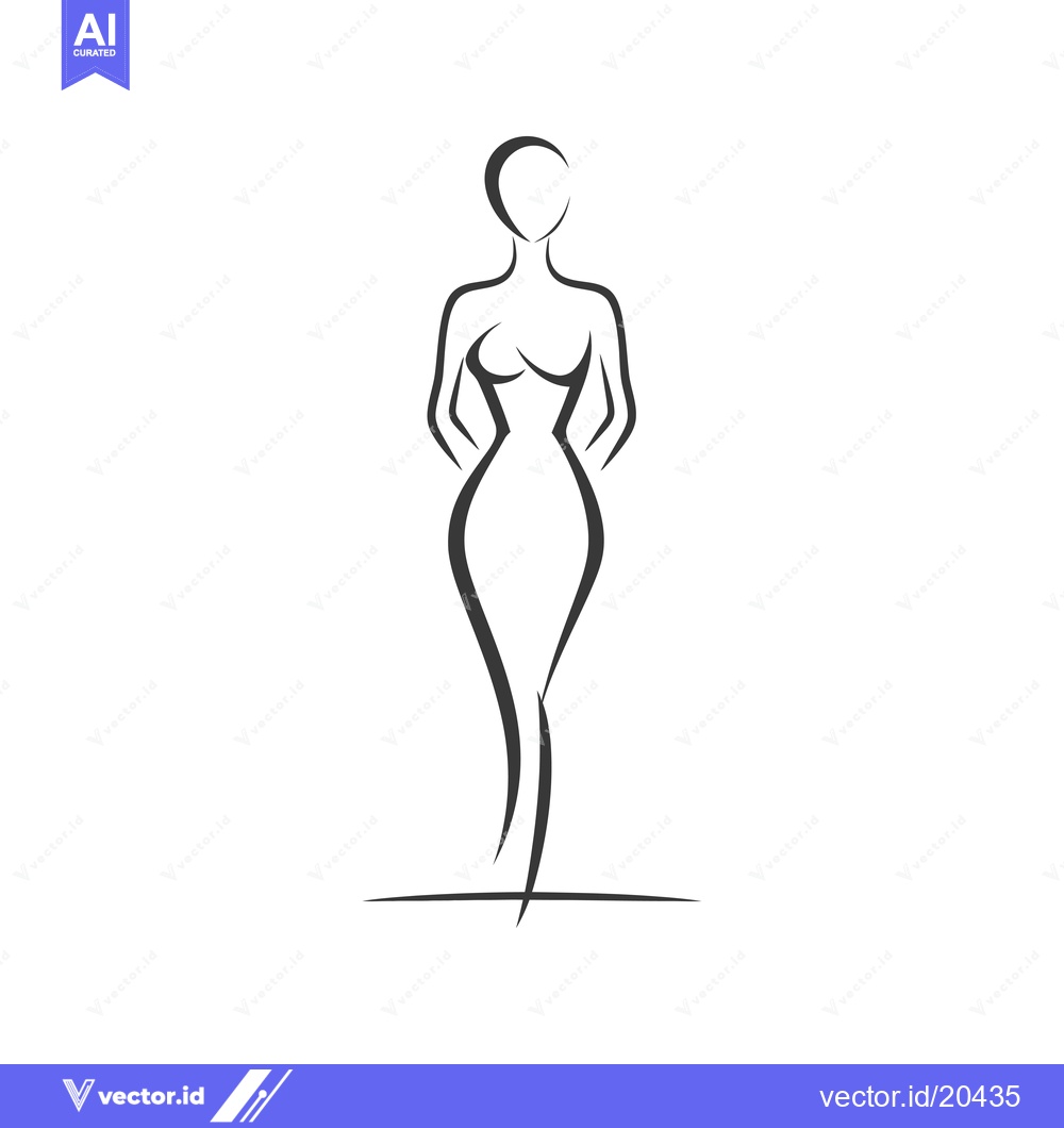 Premium Vector of A Stylized Outline of a Woman in a Dress