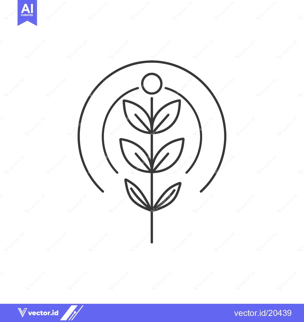 Premium Vector dari A stylized plant with leaves and a circle around it
