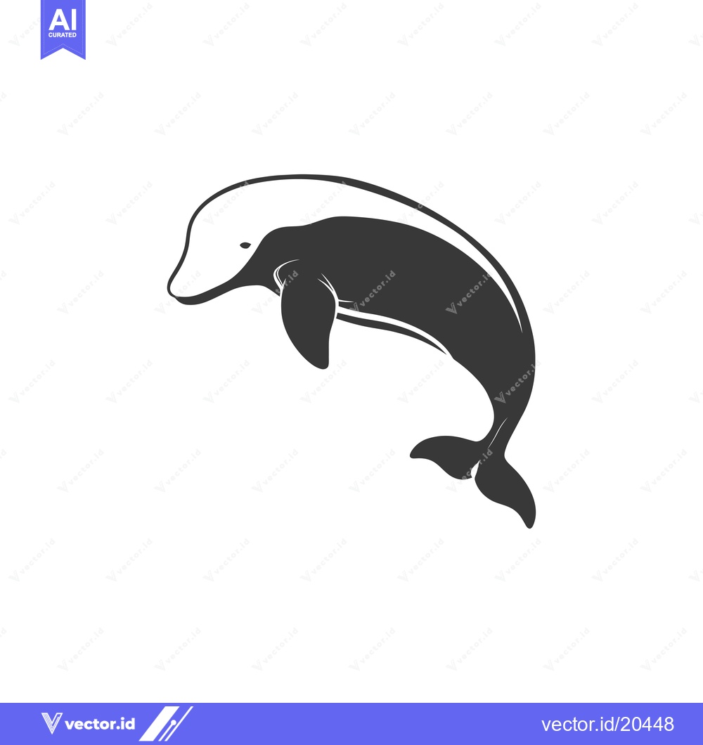 Premium Vector dari A stylized silhouette of a dolphin leaping out of the water