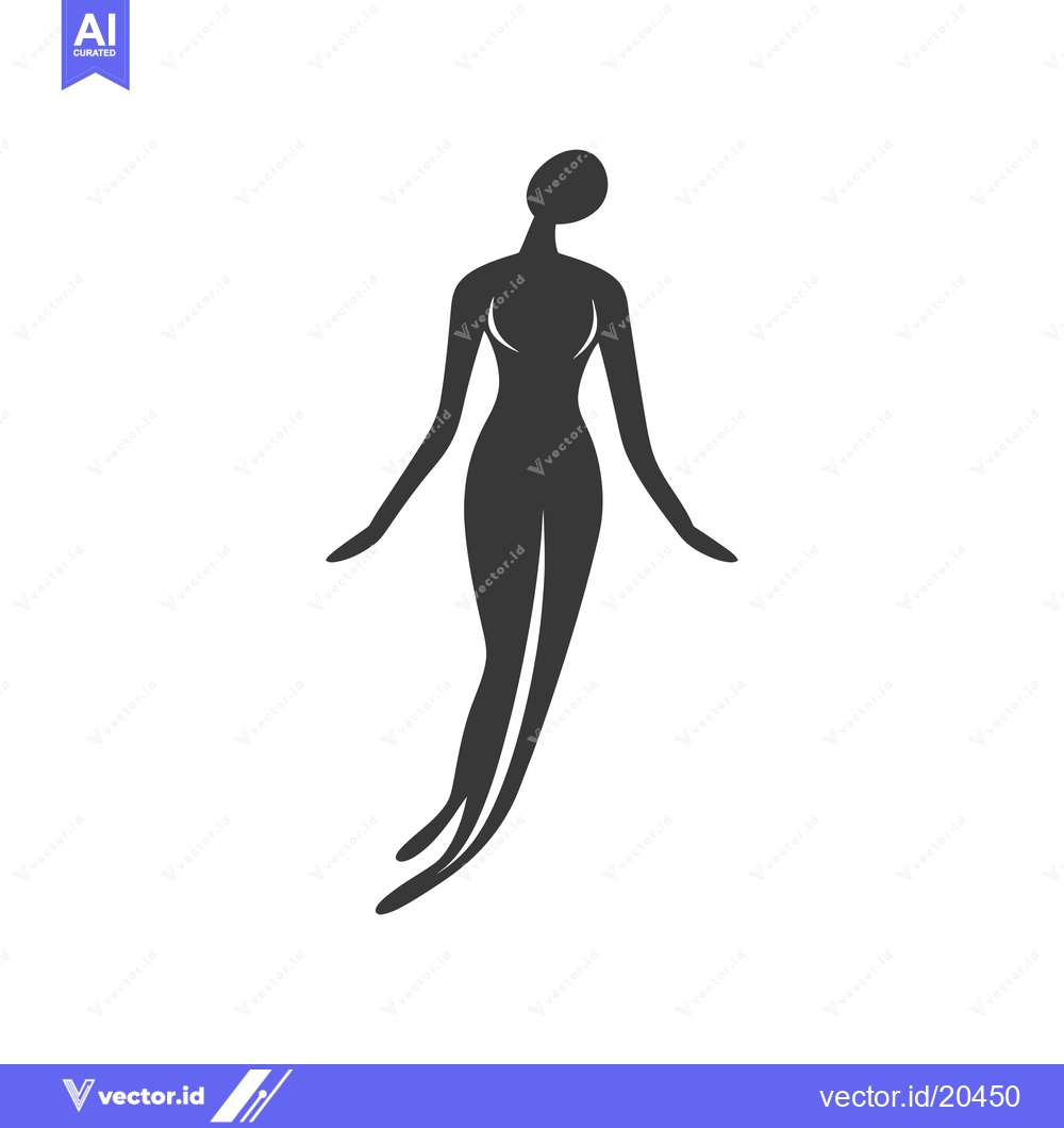 Premium Vector dari A Stylized Silhouette of a Woman in a Floating Pose