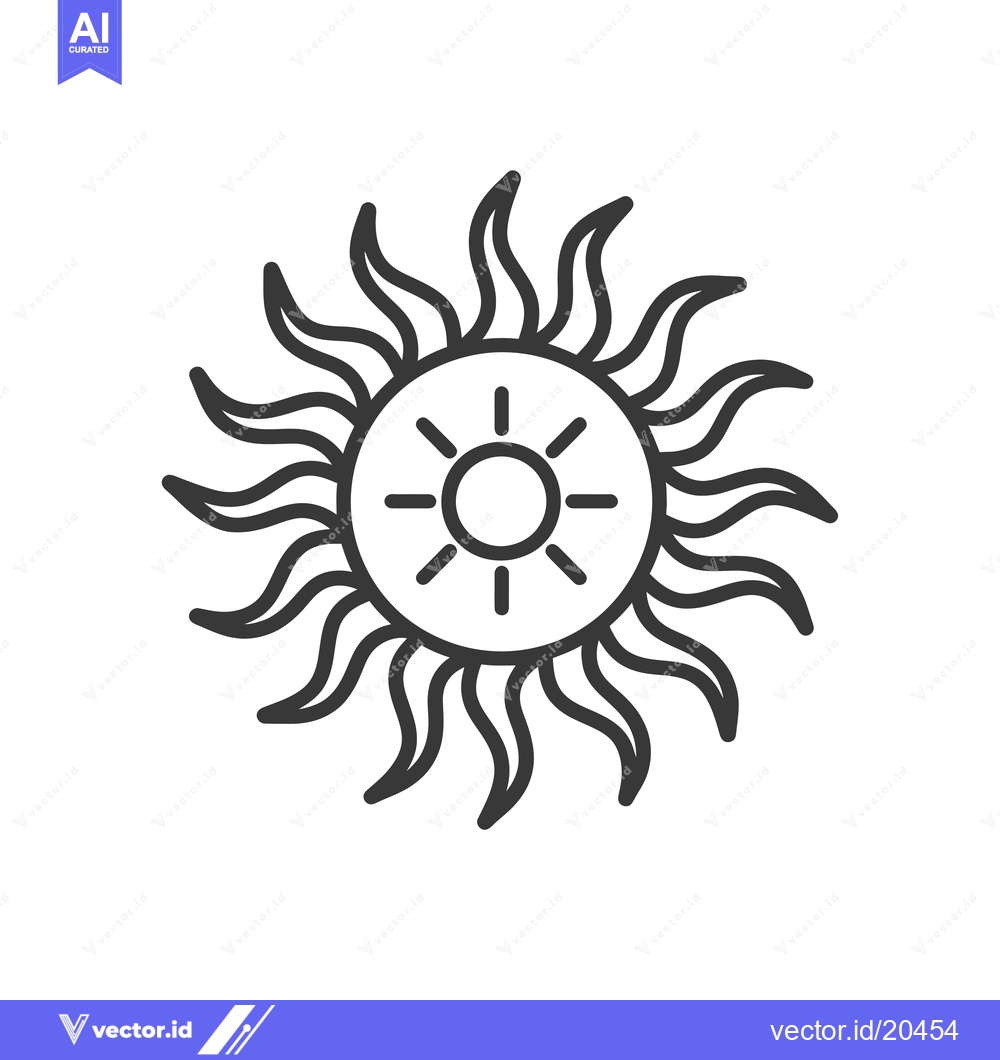 Premium Vector of A Stylized Sun with Wavy Rays